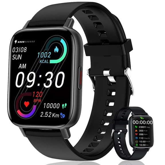 XAXRE I20M Smart Watches for Men Women, 1.69'' Smart Watch IP67 Waterproof Activity Tracker, Fitness Watch with Pedometer for iOS Android, 1pc, Black