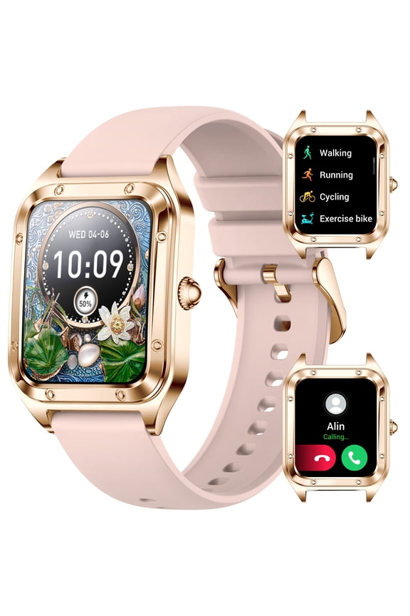 I98 Smart Watch for Women 1.57 HD Screen Sports Smart Watches Make/Answer Call 21 Sports Modes Outdoor Smartwatch with Pedometer Compatible with iOS Android, Pink, 1pc