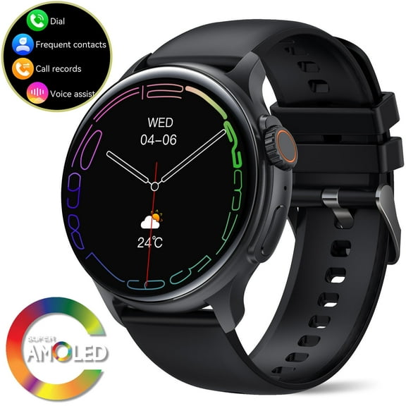 XAXRE K58 Smartwatch for Men, 1.43" AMOLED HD Screen 100+ Sport Modes Outdoor Sports Smart Watch, Big Battery Fitness Tracker Compatible for iOS Android, 1pc, Black