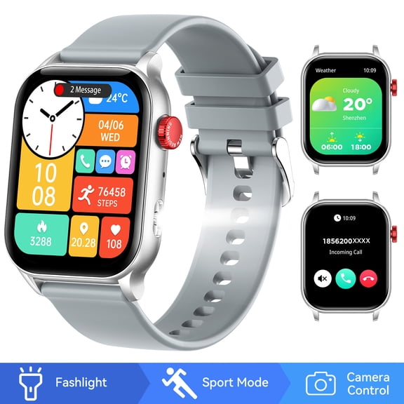 XAXRE KR86 Smartwatches for Men Women(Answer/Dial Calls) with LED Flashlight 1.95” AMOLED Display Smartwatch with 100+ Sports Modes Compatible with iOS Android, 1pc