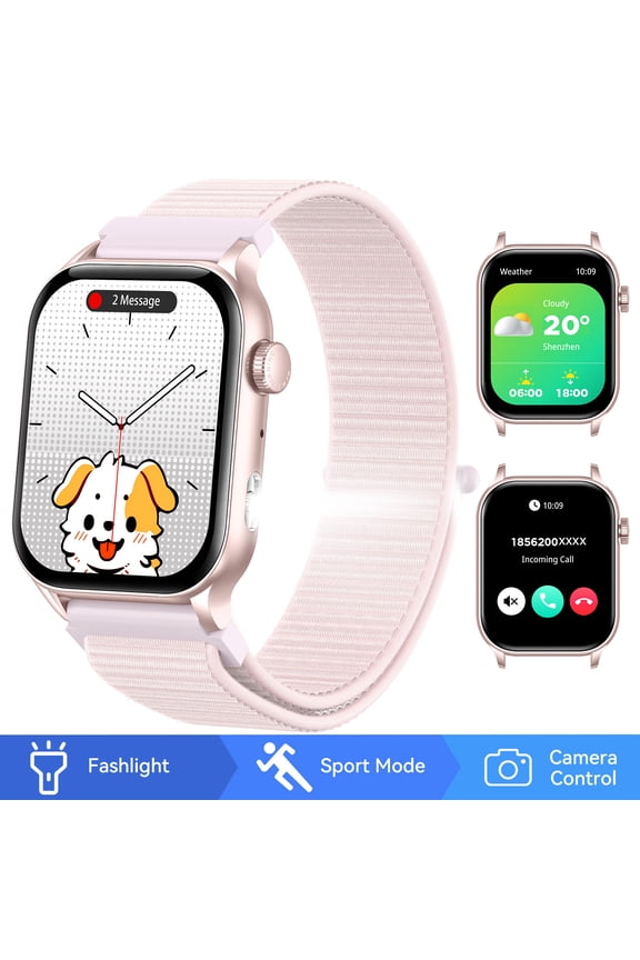 KR86 Smartwatches for Men Women(Answer/Dial Calls) with LED Flashlight 1.95” AMOLED Display Smartwatch with 100+ Sports Modes Compatible with iOS Android, 1pc