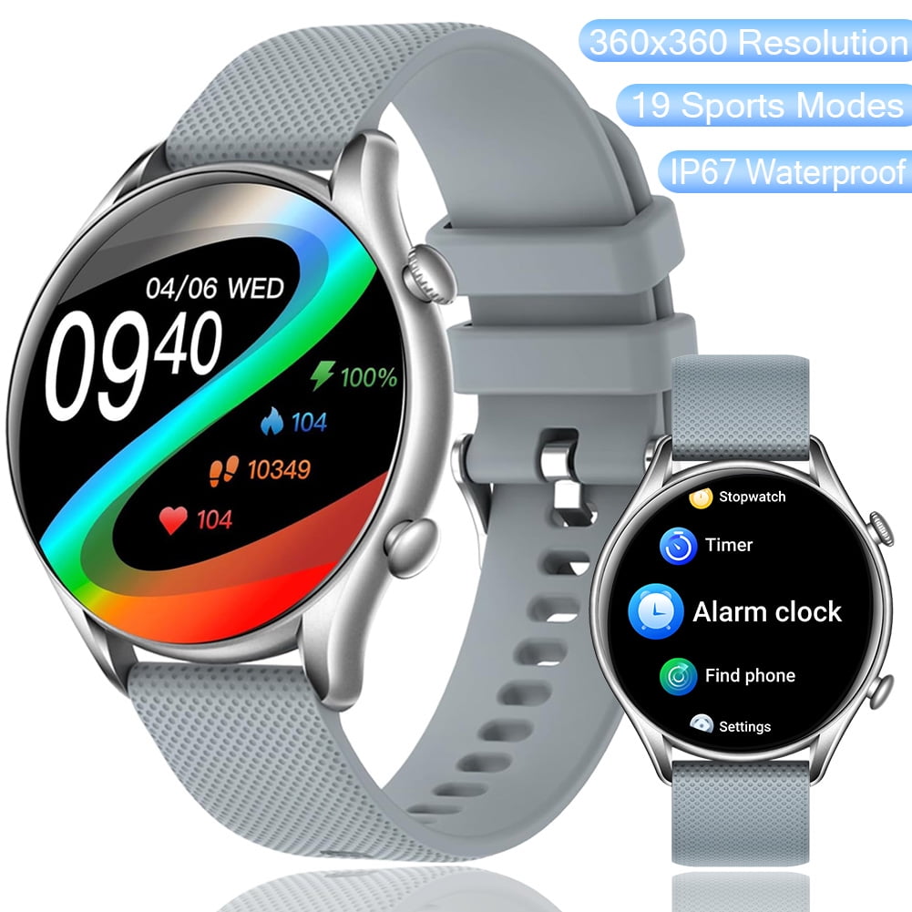 XAXRE KT60 1.32'' HD Touch Screen IP67 Waterproof Smart Watch for Men Women with Bluetooth Calls Step Counter Sport Watch with Activity Fitness Trackers for iOS Android, 1pc, Gray
