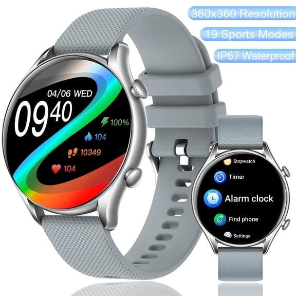 XAXRE KT60 1.32'' HD Touch Screen IP67 Waterproof Smart Watch for Men Women with Bluetooth Calls Step Counter Sport Watch with Activity Fitness Trackers for iOS Android, 1pc, Gray
