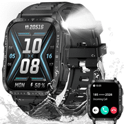 XAXRE KT79 Smart Watch for Men with 1.96 Big Screen LED Flashlight/UV Light 3ATM Waterproof Rugged Smartwatch with Text and Call for iOS Android, 1pc