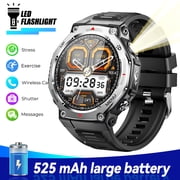 XAXRE KT85 Smart Watches for Man with Wireless Calling, 1.43  AMOLED Screen Watch with Flashlight, 5ATM Waterproof Smart Watch Compatible with iOS & Android, 1pc, Black