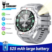XAXRE KT85 Smart Watches for Man with Wireless Calling, 1.43  AMOLED Screen Watch with Flashlight, 5ATM Waterproof Smart Watch Compatible with iOS & Android, 1pc, Gray