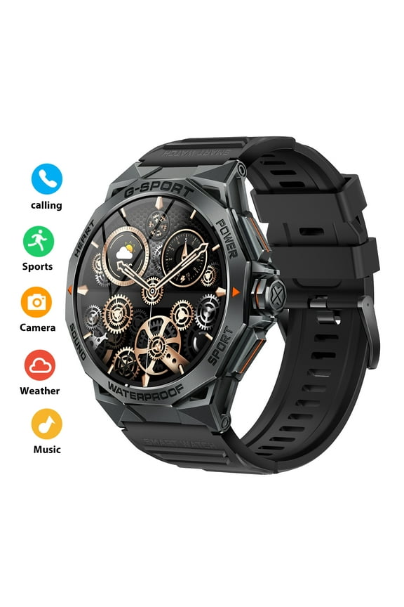Military Smart Watch for Men, 1.43" AMOLED Watch with AI Voice, 100+ Sports Modes Fitness Smartwatch for iOS Android Phones