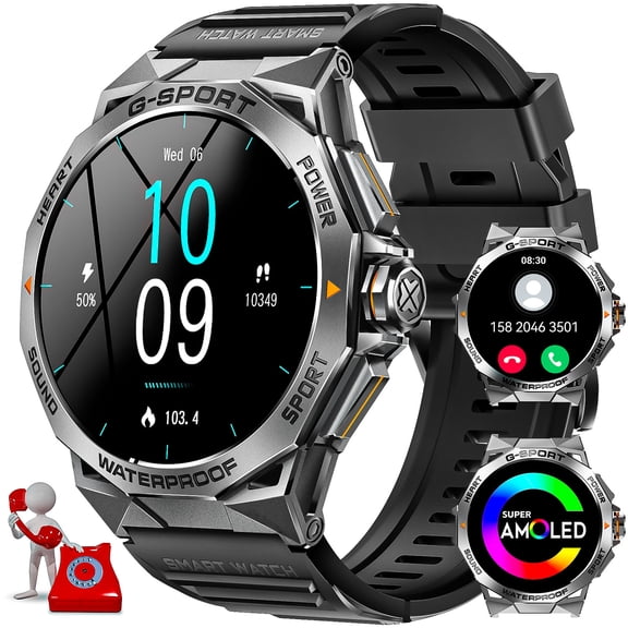XAXRE Military Smart Watch for Men, 100+ Sports Modes Fitness Watch with AI Voice, 1.43" Smartwatch for iOS Android Phones