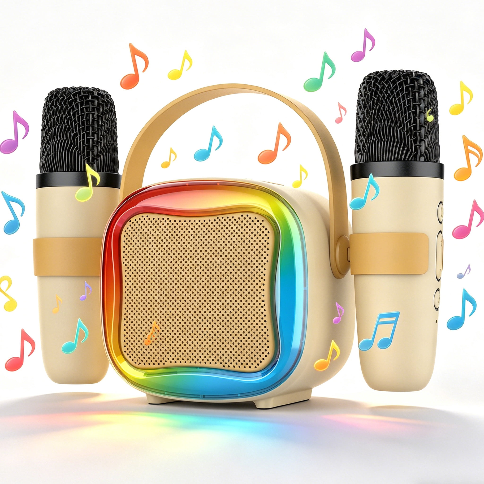 XAXRE Mini Karaoke Machine ,Christmas Birthday Gifts, Portable Bluetooth Speaker with 2 Wireless Karaoke Microphones Player