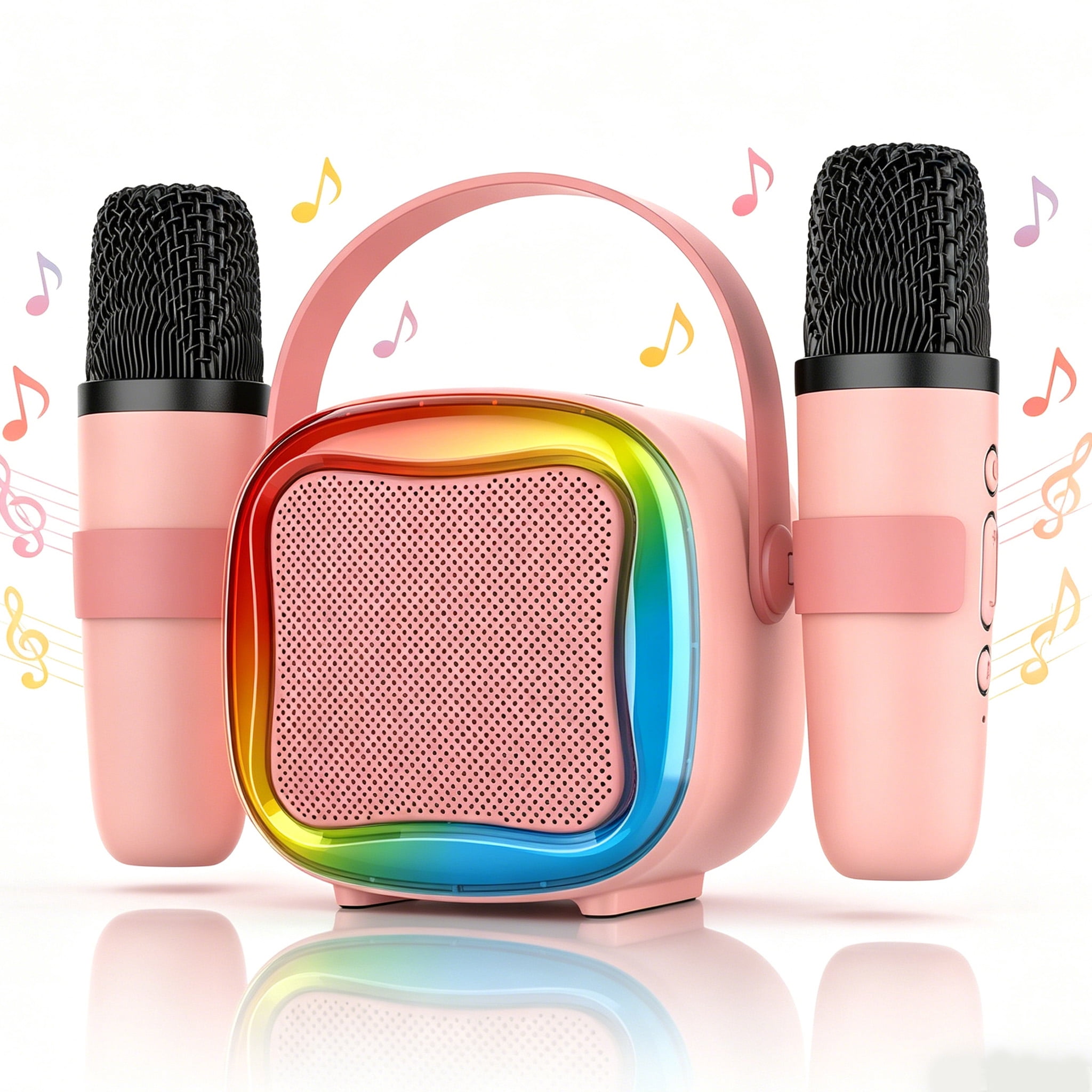 XAXRE Mini Karaoke Machine ,Christmas Birthday Gifts, Portable Bluetooth Speaker with 2 Wireless Karaoke Microphones Player