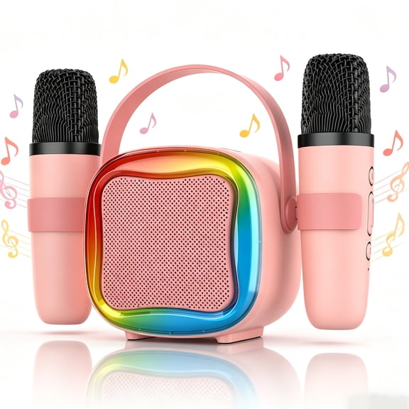 XAXRE Mini Karaoke Machine ,Christmas Birthday Gifts, Portable Bluetooth Speaker with 2 Wireless Karaoke Microphones Player