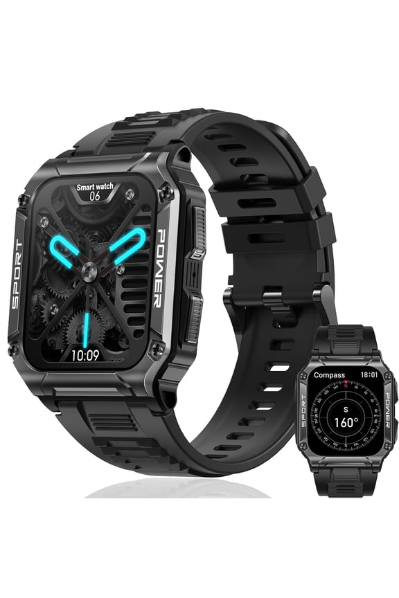 NX6 Smart Watch for Men(Make/Answer Calls), 1.95” HD Rugged Smart Watch with 400mAh Battery IP68 Waterproof Smartwatch Compatible with iOS Android