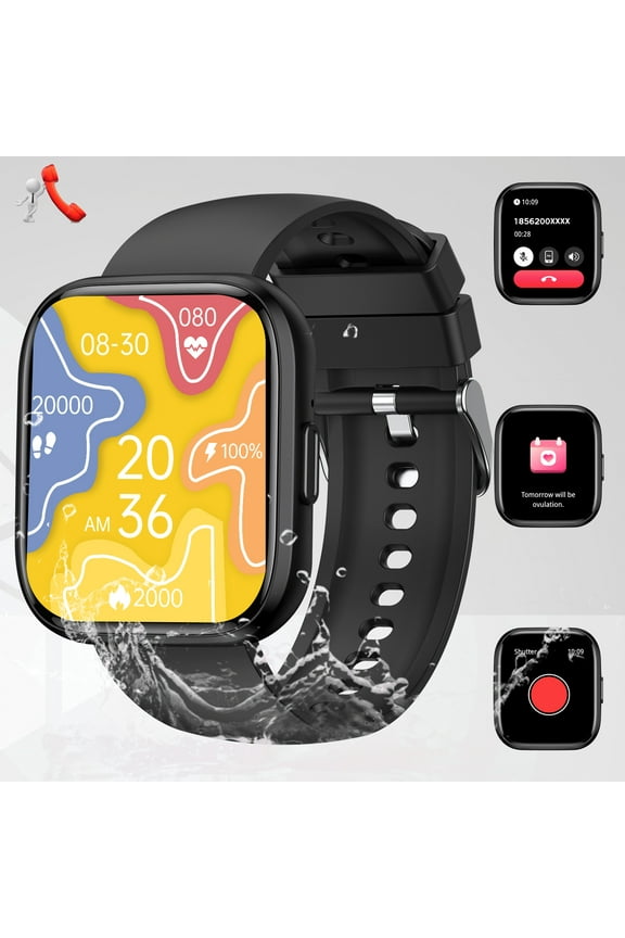 P114 Smart watch for Men Women (Answer/Make Call) 1.85" HD SCREEN Big Battery Waterproof 100+ Sport Modes Android Smartwatches Compatible with iOS Android, 1pc