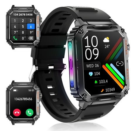 XAXRE P3 Smart Watches for Men with LED Light, 1.91" HD Watch (Answer/Make Call) with 100+ Sports Mode Rugged Smartwatch Compatible with iOS Android, 1pc