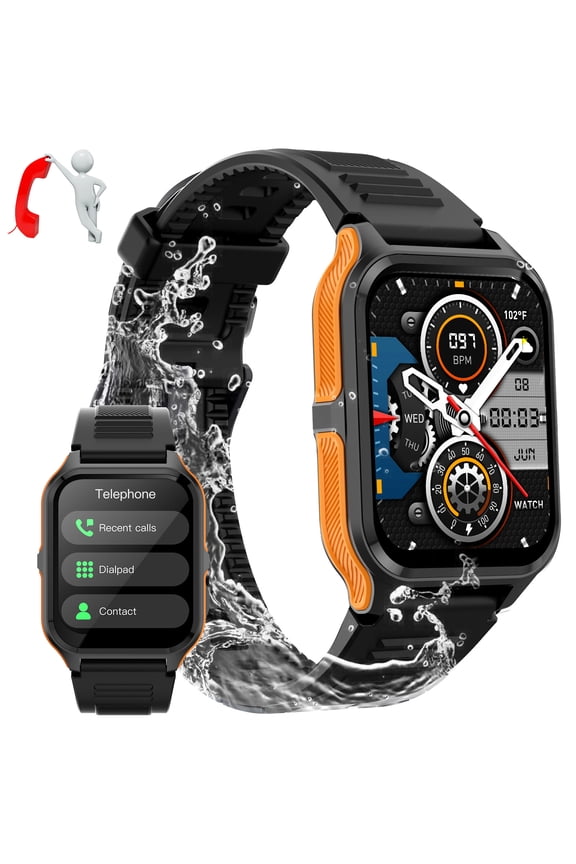 P73 1.83'' 3ATM Waterproof Rugged Smart Watch For Men with Calls Smartwatch for iOS Android 100+ Sport Modes Outdoor Fitness Tracker, 1pc