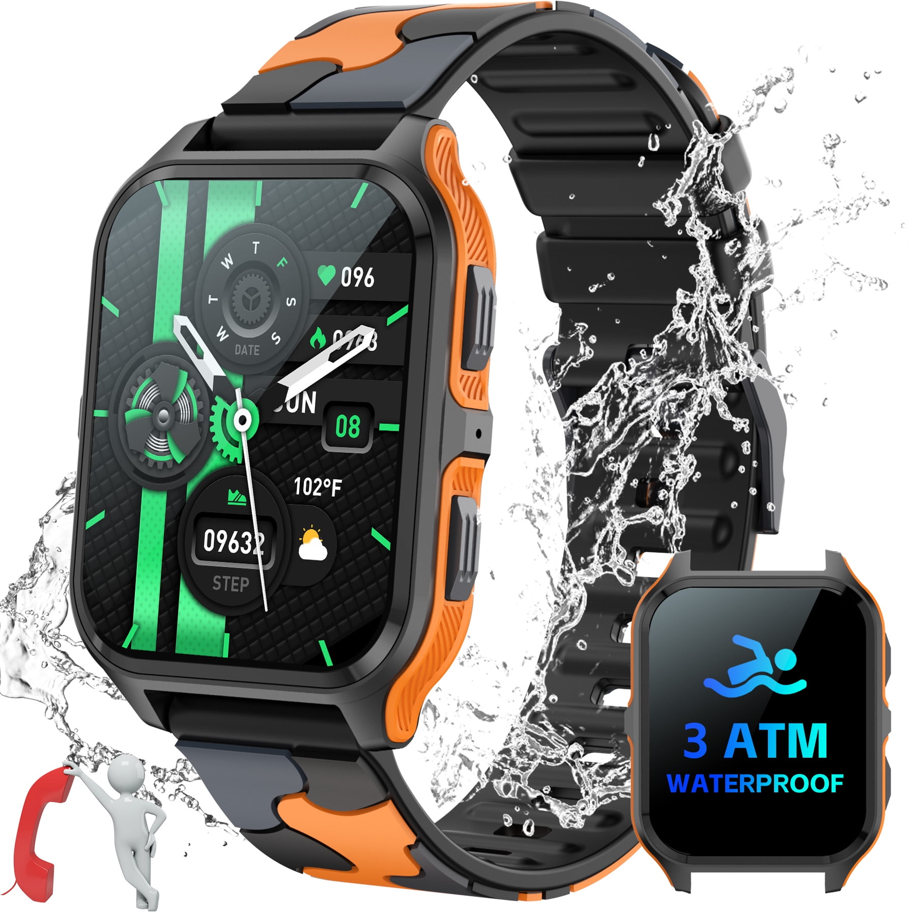 XAXRE P73 Smart Watch for Men(Answer/Make Calls) 3ATM Swimming Waterproof 1.83” Watch with 100+ Sports Modes Pedometer Smartwatch Compatible with iOS Android, 1pc
