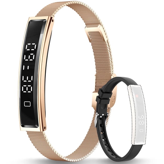 XAXRE Smart Bracelet with 2 Bands, 5ATM Waterproof, Multiple Sport Modes, Pedometer Smart Bracelet for Women Men Android iOS