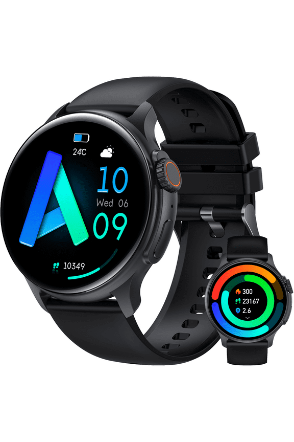 Smart Watch for Men, 1.43" Big Screen AMOLED Always On Display Fitness Tracker with 100+ Sports Modes Full Touchscreen Smartwatch, for iPhone Android