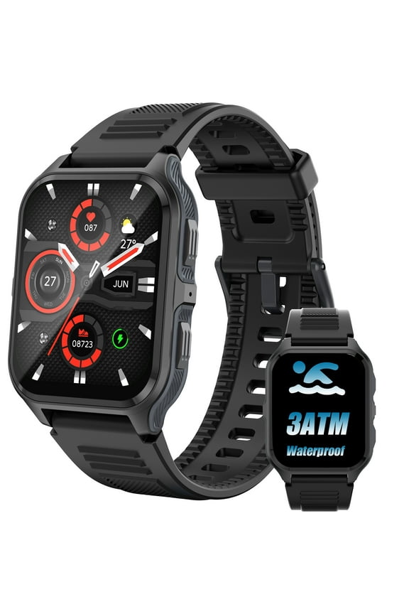 Smart Watch For Men, 1.83'' HD Rugged Smartwatch with Bluetooth Calls, 3ATM Waterproof 100+ Sport Modes Outdoor Fitness Tracker for iPhone Android