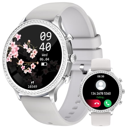 XAXRE Smart Watch for Women (Answer/Make Call) with Diamonds, 1.32" HD Fitness Tracker with Menstrual Cycle Sleep Monitor Sports Modes Personalized Dials, Smartwatches for iOS Android Phones