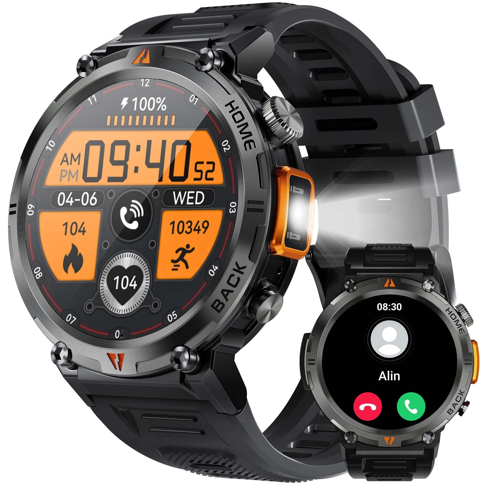 XAXRE Smart Watch with Flashlight for Men, 1.45 inches Screen Bluetooth Watch, Outdoor Men’s Watch for Android and iPhone