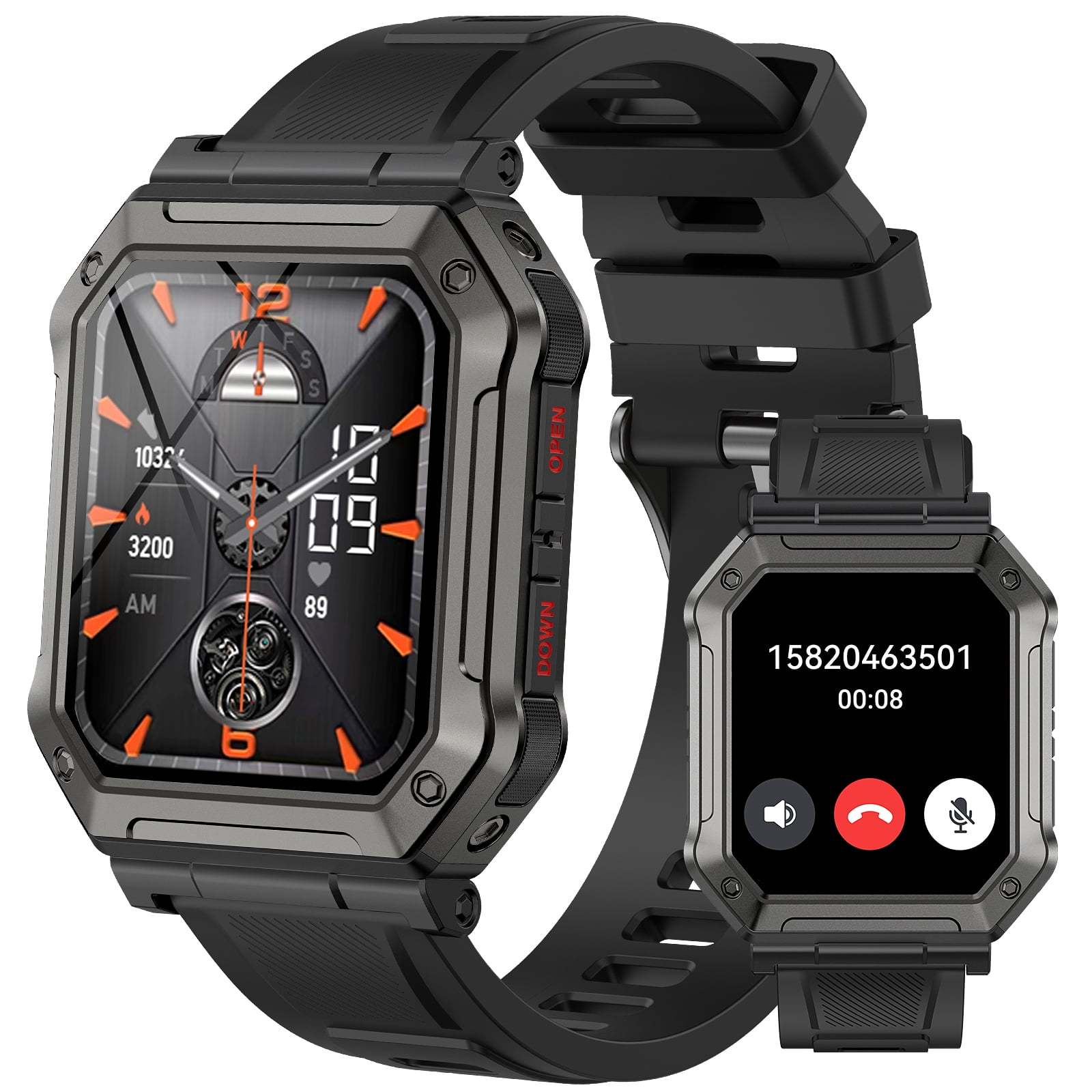 XAXRE Smart Watches for Men with Call (Support Fast SOS/Silent Mode), 1.91'' HD Outdoor Rugged Watch Fitness Tracker with 110+ Sports Smart Watch, for Android iPhone
