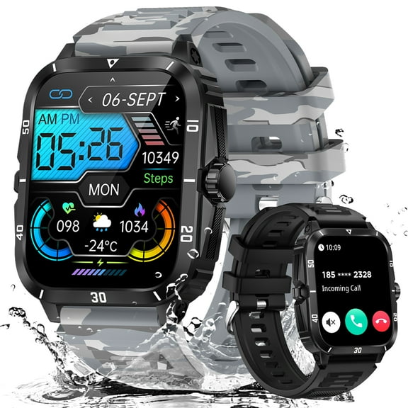 XAXRE Smart Watches for Men (Make/Answer Calls), 3ATM Waterproof Sport Rugged Watch, 1.96" HD Screen 100+ Sports Modes Fitness Tracker, for Android iPhone