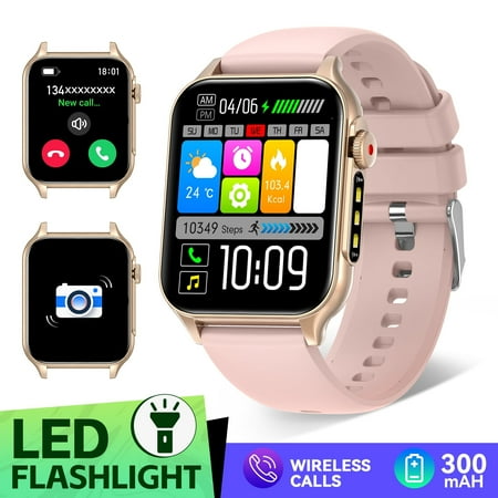 XAXRE Smart Watches for Men Women(Answer/Dial Calls) with LED Flashlight, 1.96'' Big Screen IP67 Waterproof Fitness Tracker, 100+ Sports Modes Smartwatch for iOS Android