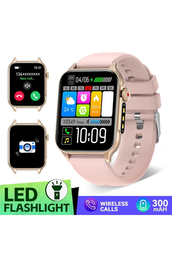 Smart Watches for Men Women(Answer/Dial Calls) with LED Flashlight, 1.96'' Big Screen IP67 Waterproof Fitness Tracker, 100+ Sports Modes Smartwatch for iOS Android