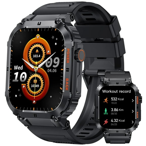 XAXRE Smartwatch for Men with Big Screen and Battery, 1.96" Display Rugged Watch with 100+ Sports Modes, Fitness Tracking, Compatible with iPhone Android