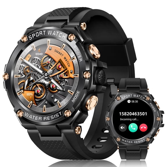 XAXRE T88P 1.5'' Full Touchscreen 800mAh Battery Smartwatch for Men with Bluetooth Call IP67 Waterproof Smartwatch with 123 Sports Modes Fitness Tracker Watch, 1pc, Black