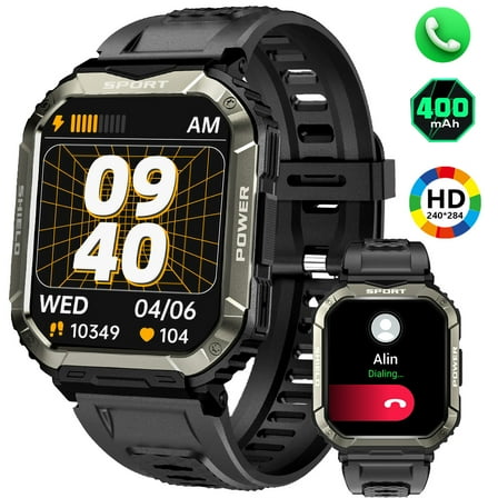 XAXRE V50 1.83'' Big Screen IP68 Waterproof Smart Watch for Men Fitness Tracker Watch with Smartwatch for iOS Android Phones, 1pc, Black