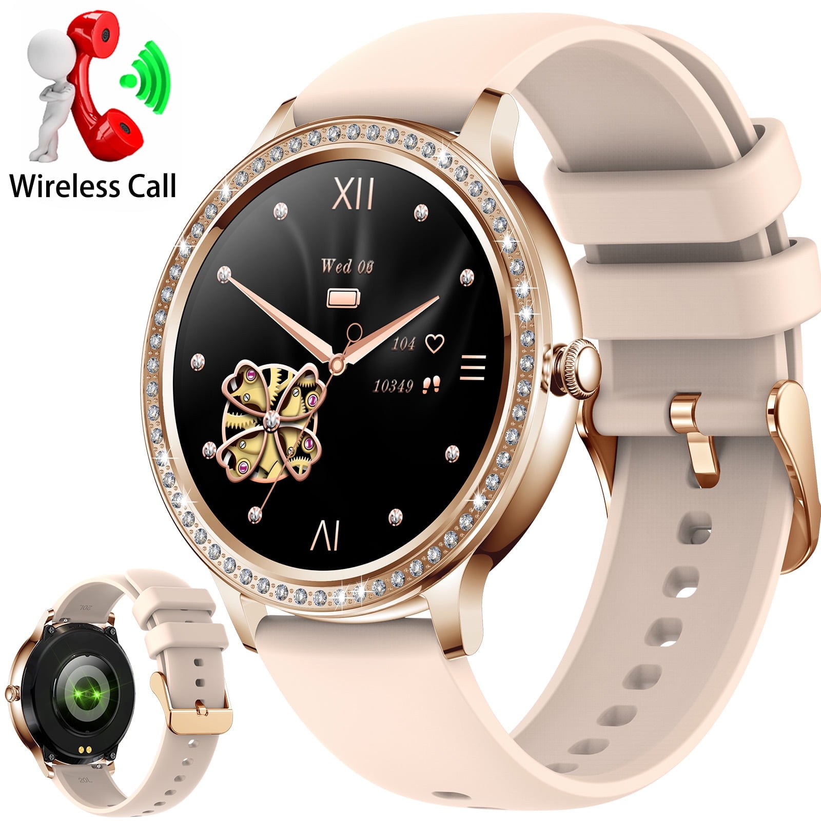 XAXRE Women Smart Watch, 1.32" HD Full Touch Screen Call Receive/Dial with Pedometer Smartwatch, Activity Tracker Watch Compatible with iOS Android