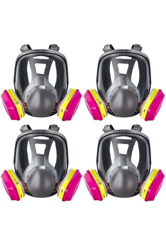 Full Face Respirator Mask 60923 Filters Reusable for Painting, Dust, Organic Vapor Protection N95 Silicone 4Pack One-Size