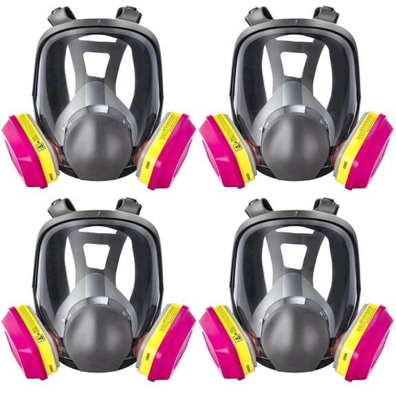 Pomerol Full Face Respirator Mask 60923 Filters Reusable for Painting, Dust, Organic Vapor Protection N95 Silicone 4Pack One-Size