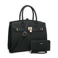 thumbnail image 1 of XB 2 Pieces Women Checkered Satchel Handbags and Wallet Set Faux Leather Top Handle Bags Large with Shoulder Strap, 1 of 5