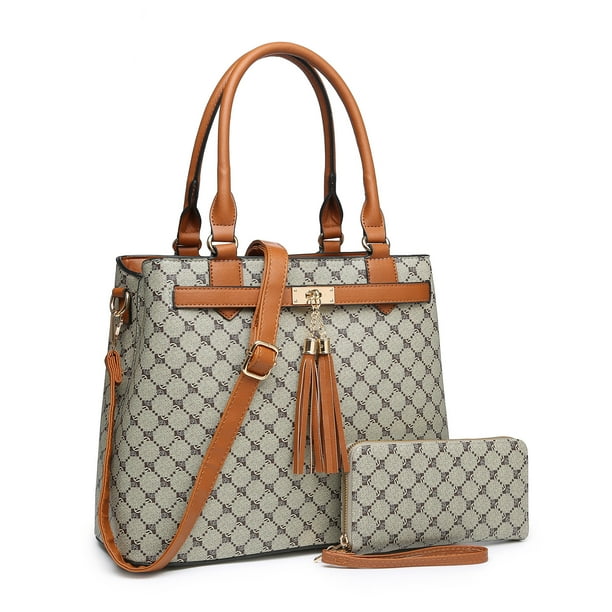XB 2 in 1 Tassel Handbags Top Handle Satchel with Wallet Purse Faux Leather Tote Shoulder Bags Walmart Business Supplies