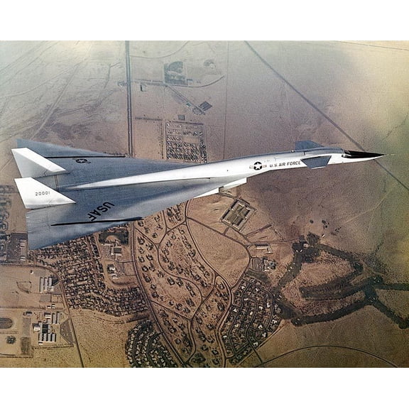 XB-70 / XB-70A in Flight Over Mojave Desert Style - A - 12x18 Inch Laminated Aviation Poster - Stunning Detail and Bold Colors