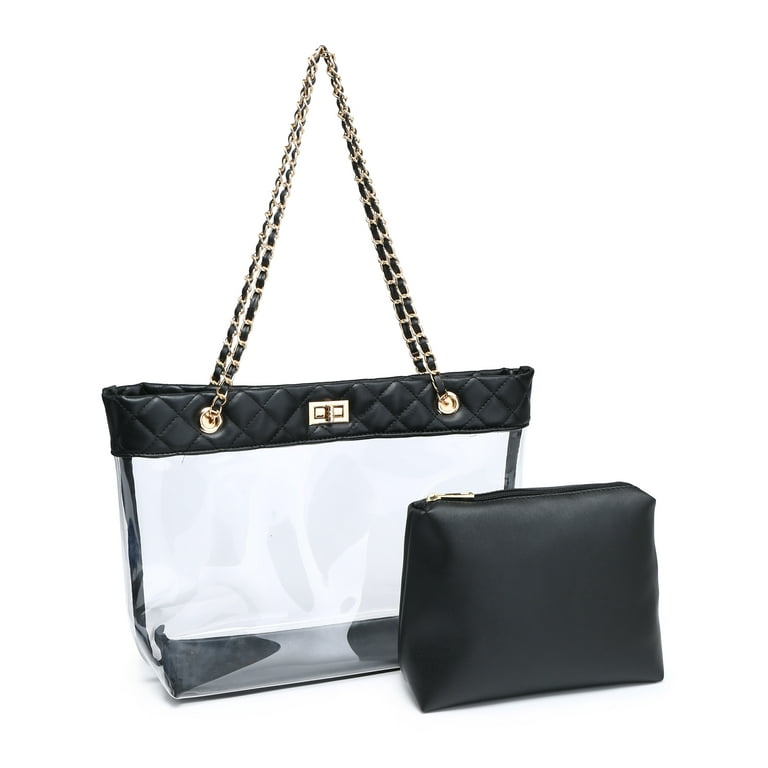 XB Clear PVC Tote Bag for Women Shoulder Handbag and Wallet Set