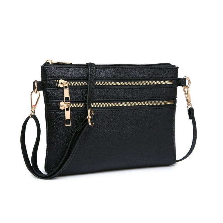 XB Multi Zipper Shoulder Handbag for Women Faux Leather Messenger Bag  Lightweight Crossbody Purse 