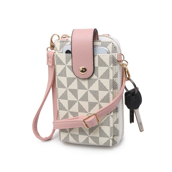 XB Women Leather Crossbody Wallet Cell Phone Purse Checkered Shoulder Handbag Clutch wristlet Wallets