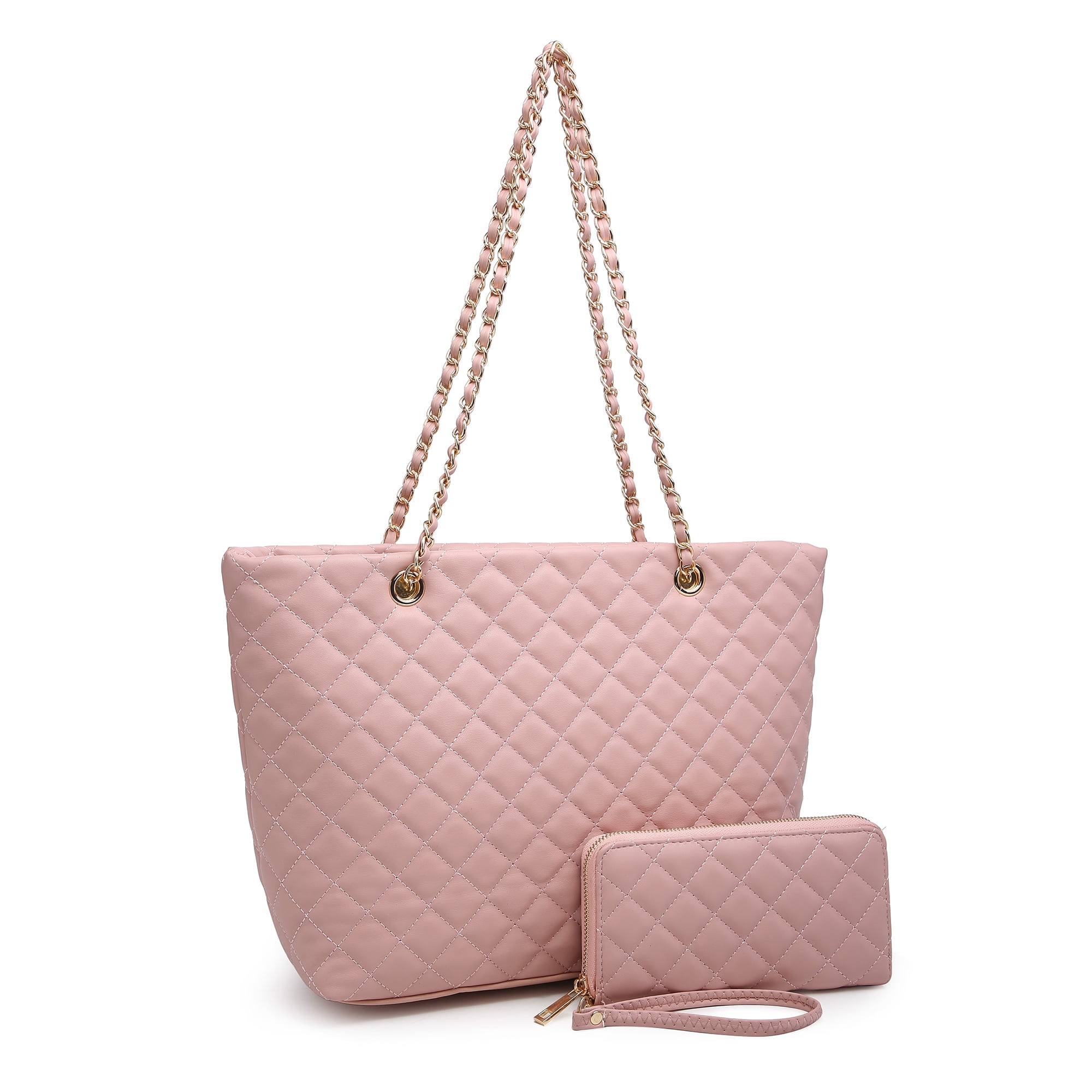 Metal Detail Shoulder Tote Bag Pink Large Capacity
