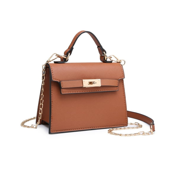 XB Womens Mini Satchel Crossbody Bag Faux Leather Shoulder Handbag Top Handle Small Bag with Chain Strap