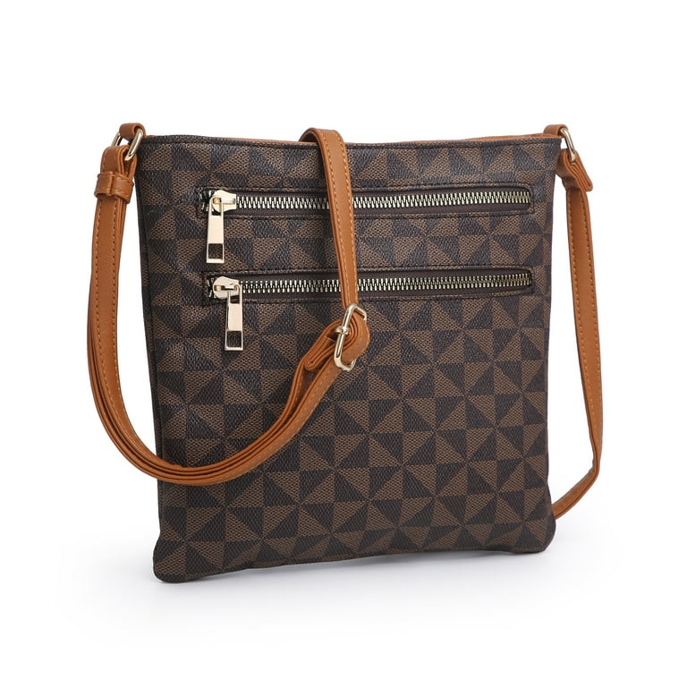 XB Womens Multi Zipper Crossbody Handbag Shoulder Purse Checkered Waterproof  Travel Messenger Bag 