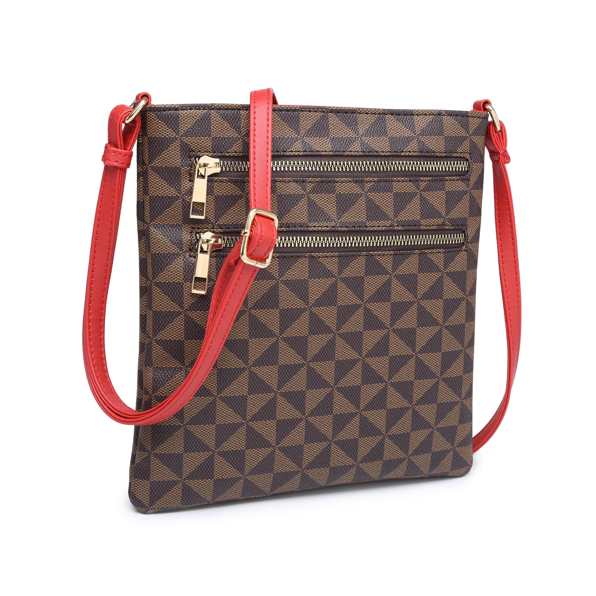 XB Womens Multi Zipper Crossbody Handbag Shoulder Purse Checkered  Waterproof Travel Messenger Bag 