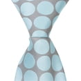 thumbnail image 1 of XB15 - 15.25 in. Zipper Necktie - Grey & Silver With Blue Polka Dots, 8-11, 1 of 1