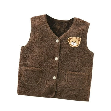 XBASW 0-6T Girls Boys Winter Fleece Vest for Baby Kids Warm Sleeveless Jacket Toddler Cartoon Plush Waistcoat Tops