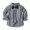 thumbnail image 1 of XBASW 1-5T Boys Button down Dress Shirt for Toddler Baby Long Sleeve Lapel Shirt with Bow Tie Set Spring Fall Gentleman's Blouses, 1 of 7