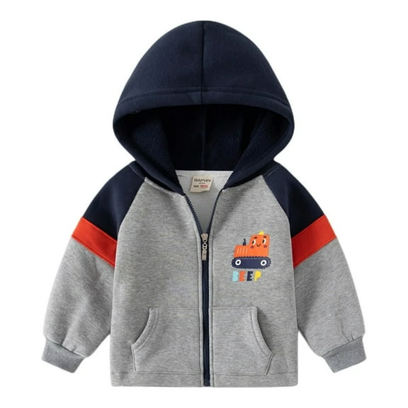 XBASW 1-6 Years Boys Hoodie Sweater Zip up Autumn Winter Sweatshirt Padded Cardigan Jacket for Baby Toddler Kids