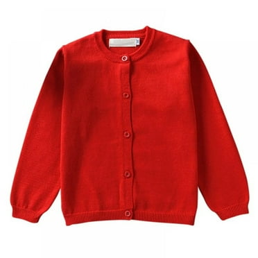 XBASW 1-6 Years Girls Knit Cardigan Sweater for Toddler Kids Button down School Uniforms Cardigan Jacket Baby Spring Fall Sweater